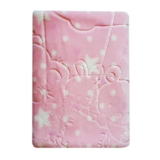 COBERTOR BABY SUPER SOFT EM RELEVO ESTAMPADO 80 cm x 1,10 m Rosa