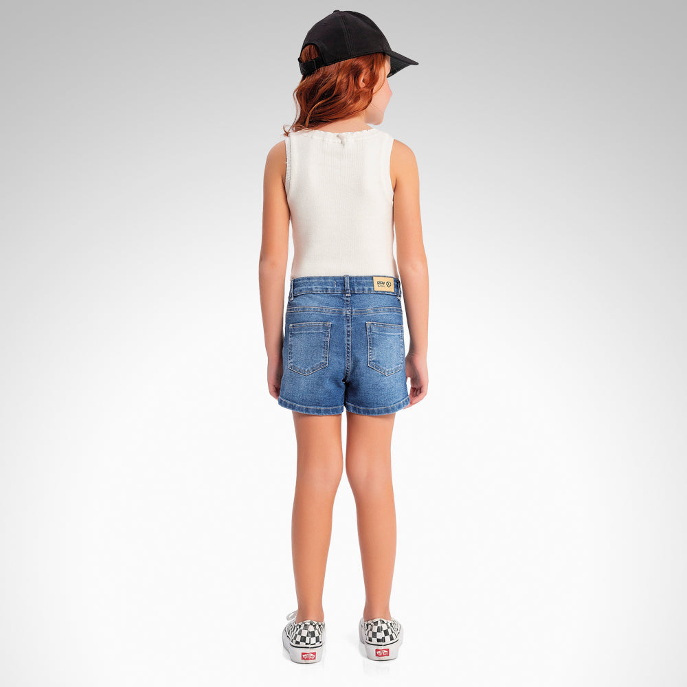 Shorts Feminino Infantil Basico Jeans