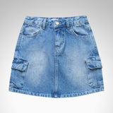 Saia Feminino Infantil Cargo Jeans