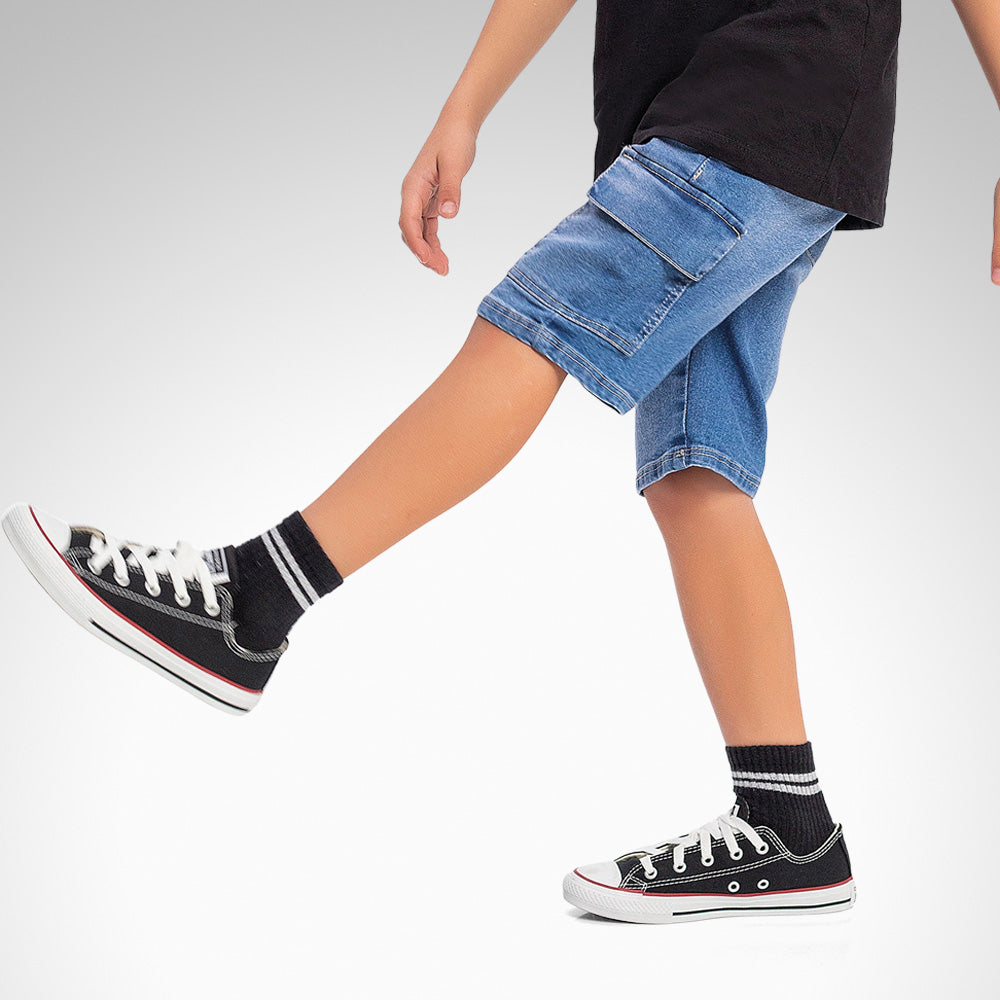 Bermuda Masculina Infantil Jeans Cargo