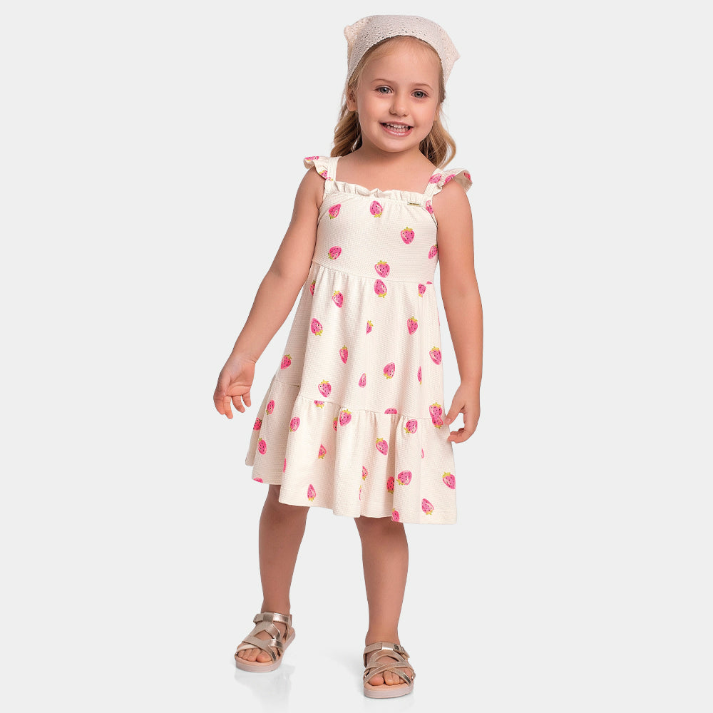Vestido Feminino Infantil Malha Morango