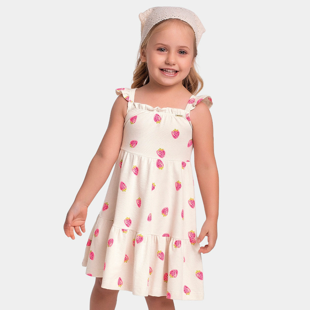 Vestido Feminino Infantil Malha Morango