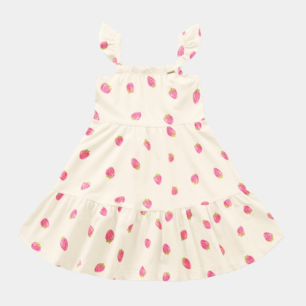 Vestido Feminino Infantil Malha Morango