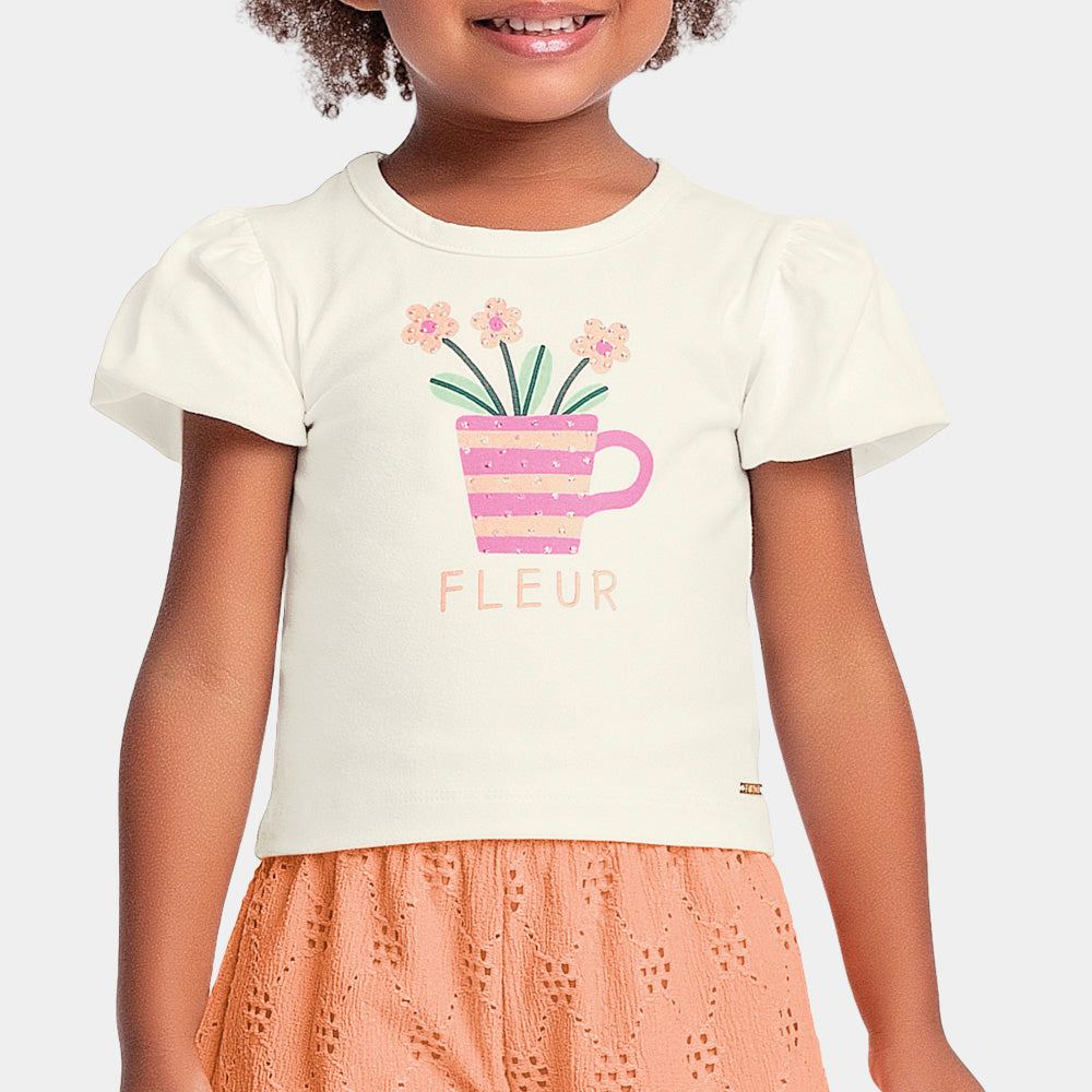 Conjunto Feminino Infantil Malha Shorts Fleur