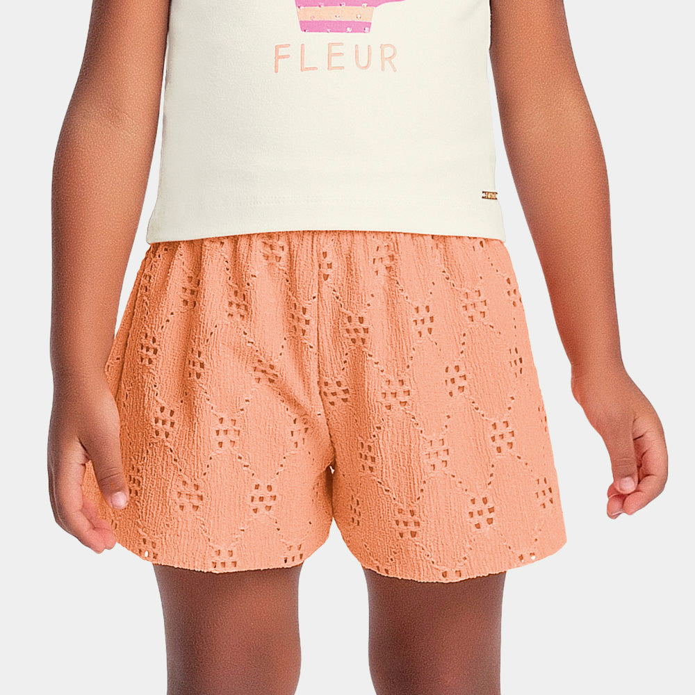 Conjunto Feminino Infantil Malha Shorts Fleur
