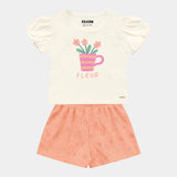 Conjunto Feminino Infantil Malha Shorts Fleur