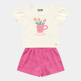 Conjunto Feminino Infantil Malha Shorts Fleur