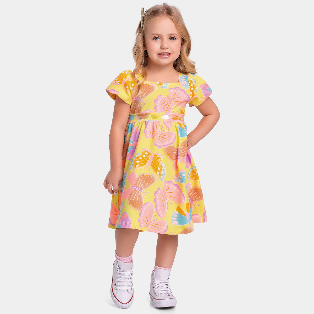 Vestido Feminino Infantil Malha Borboleta