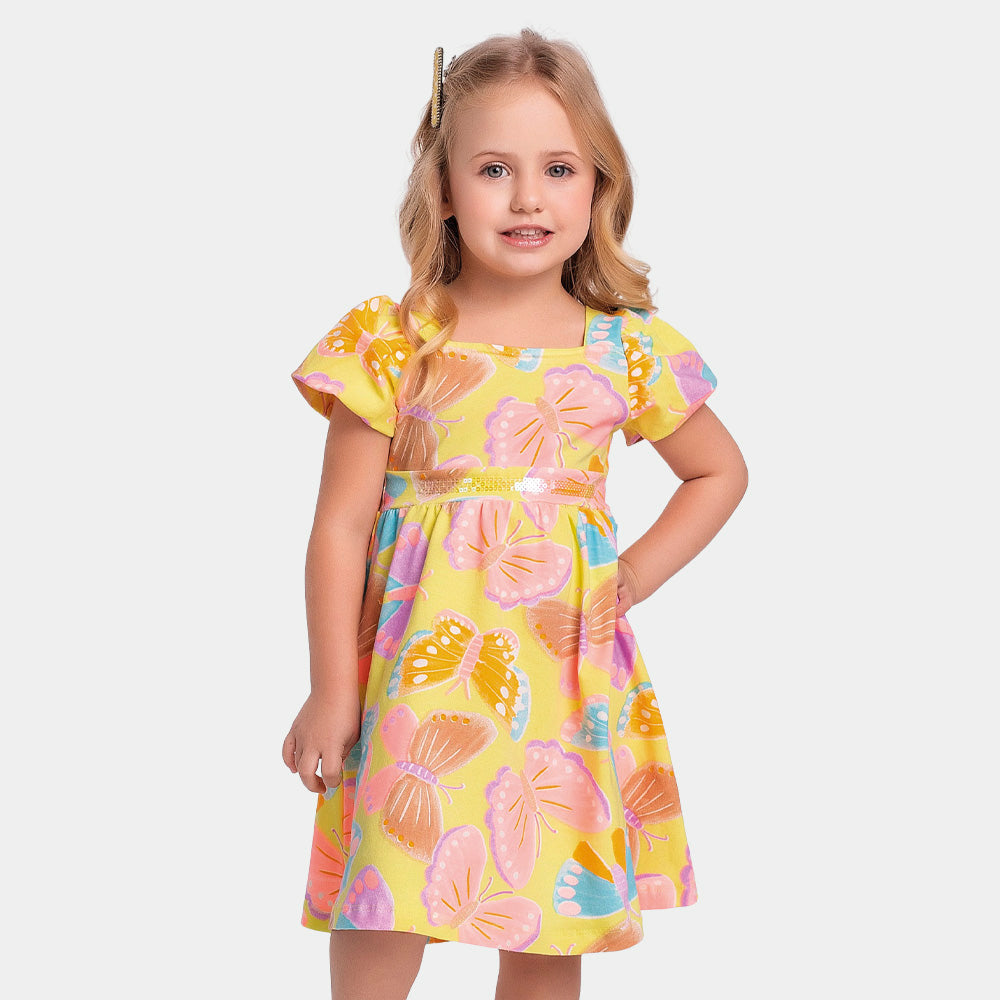 Vestido Feminino Infantil Malha Borboleta