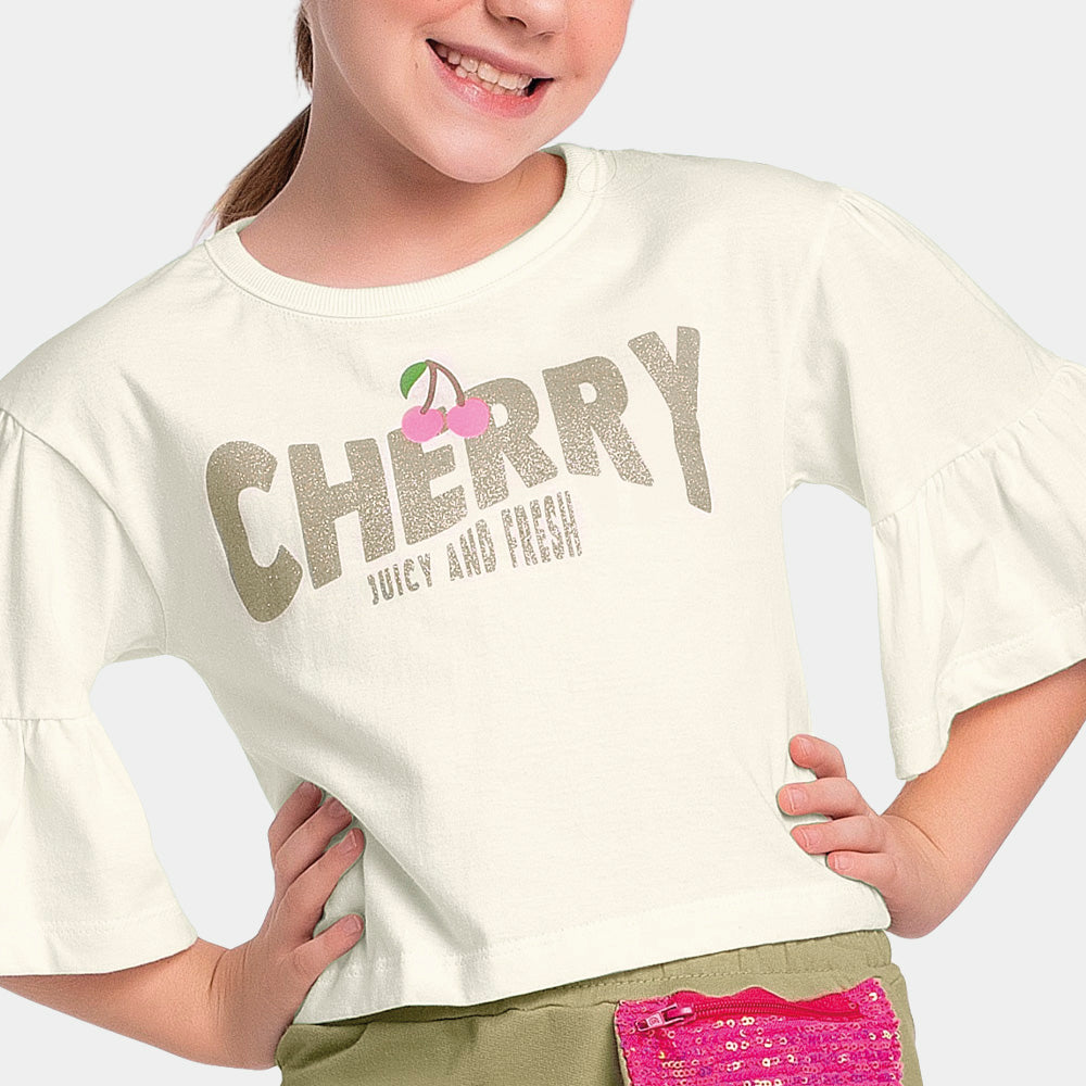 Conjunto Feminino Infantil Shorts Saia Cherry