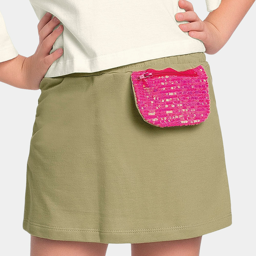 Conjunto Feminino Infantil Shorts Saia Cherry