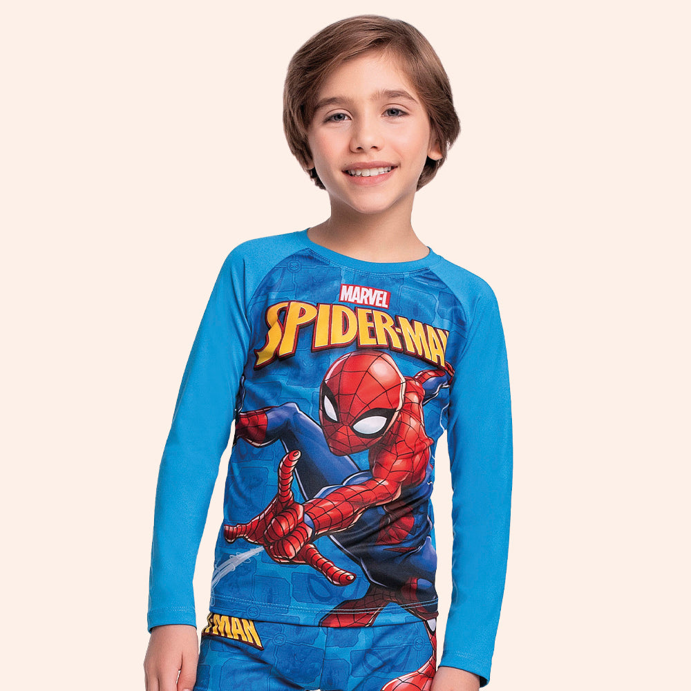 Camiseta Manga Longa Moda Praia Spider-Man