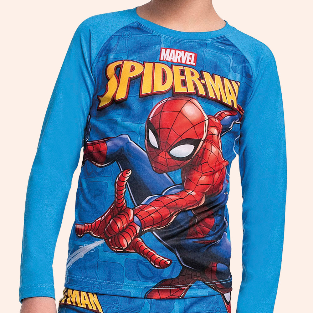 Camiseta Manga Longa Moda Praia Spider-Man