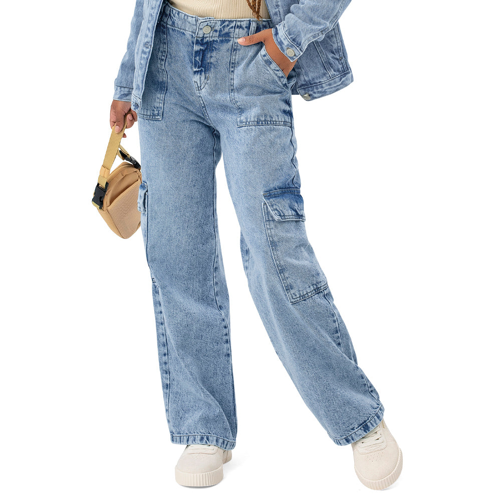 Calça Feminina Juvenil Jeans Winde Leg