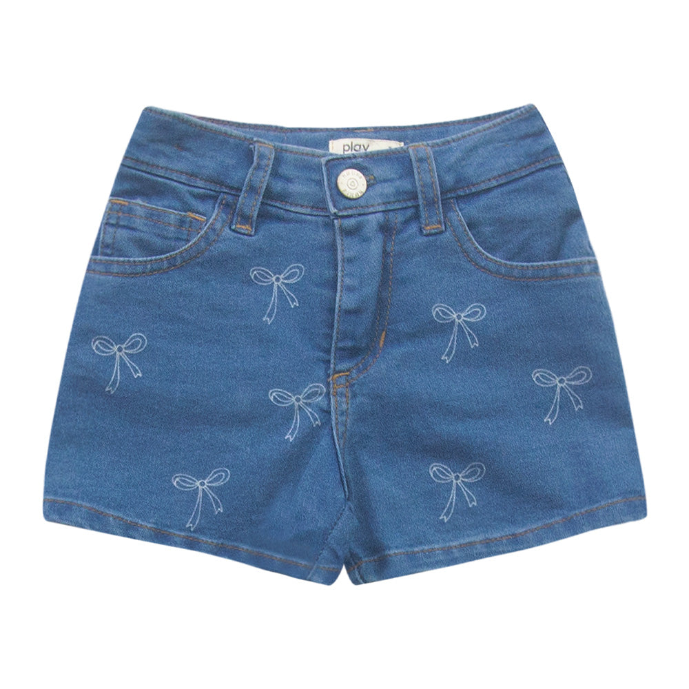 Shorts Feminino Infantil Jeans Laços