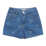 Shorts Feminino Infantil Jeans Laços