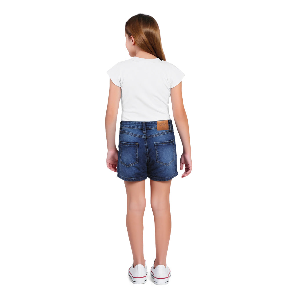 Shorts Feminino Infantil Jeans Brilho