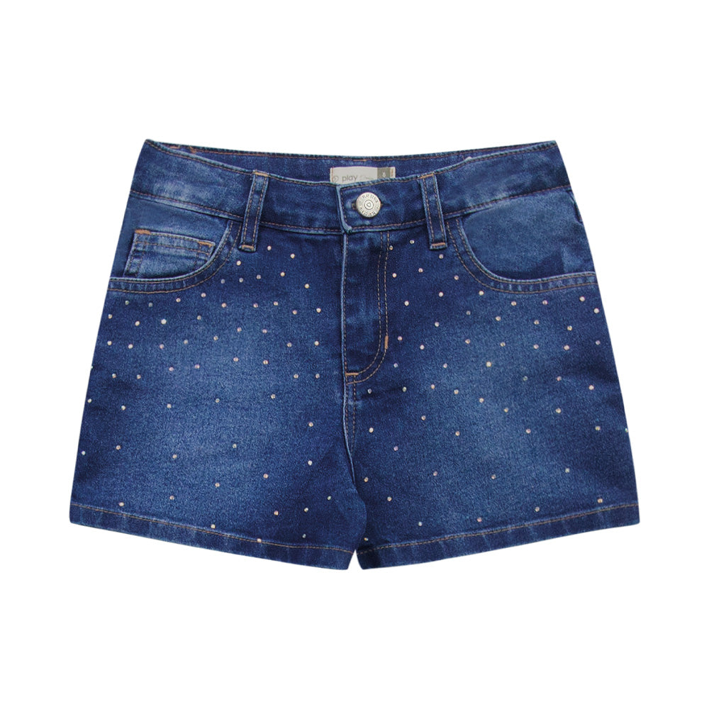 Shorts Feminino Infantil Jeans Brilho