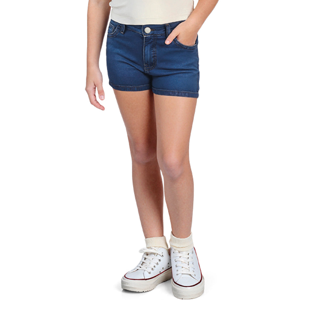 Shorts Feminino Juvenil Jeans Elastano