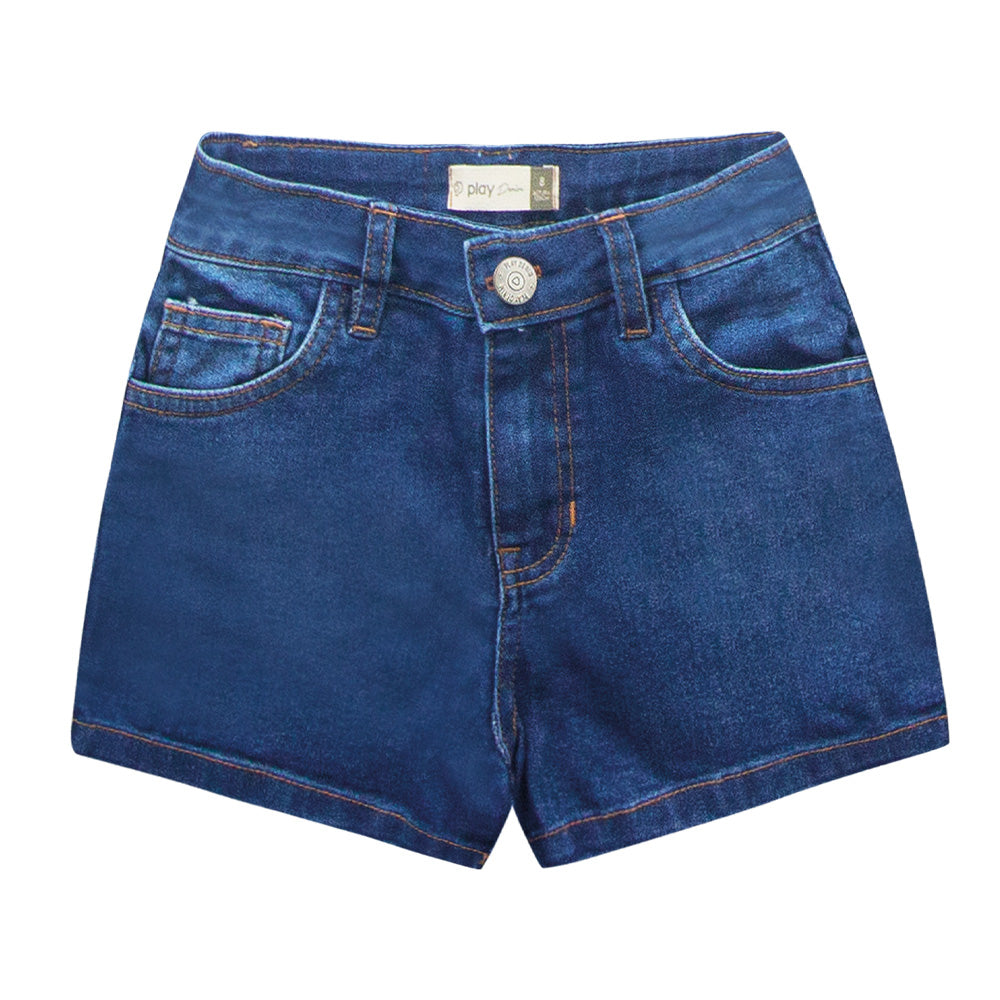Shorts Feminino Infantil Jeans Elastano