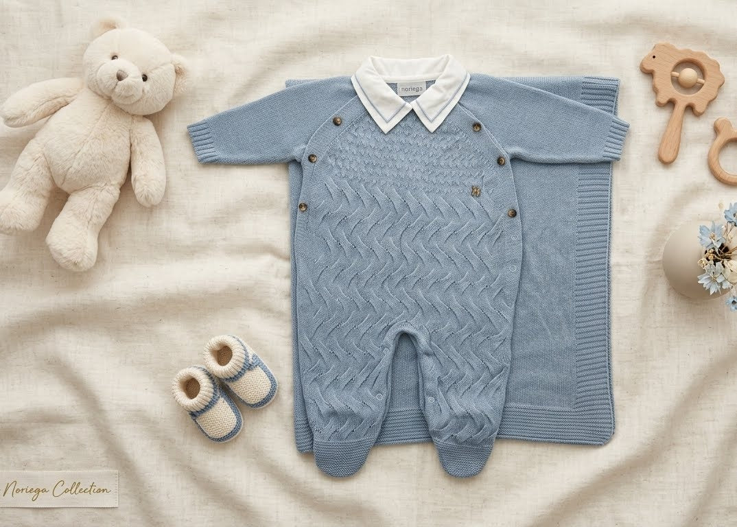 Saída Maternidade em Tricot Noruega – O Toque Clássico de Amor e Conforto