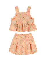 Conjunto Feminino Infantil Cropped e Short Em Malha Honey Sublimada