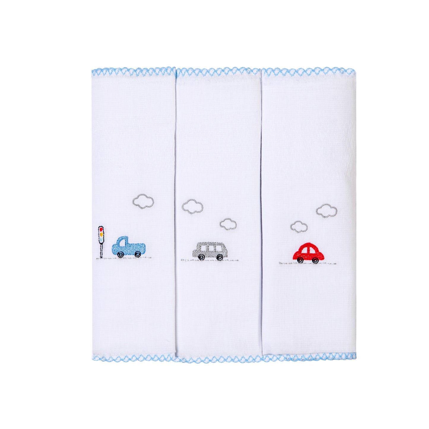 Paninho de boca bordados papi 40cm x 40cm contém 03 un carros coloridos