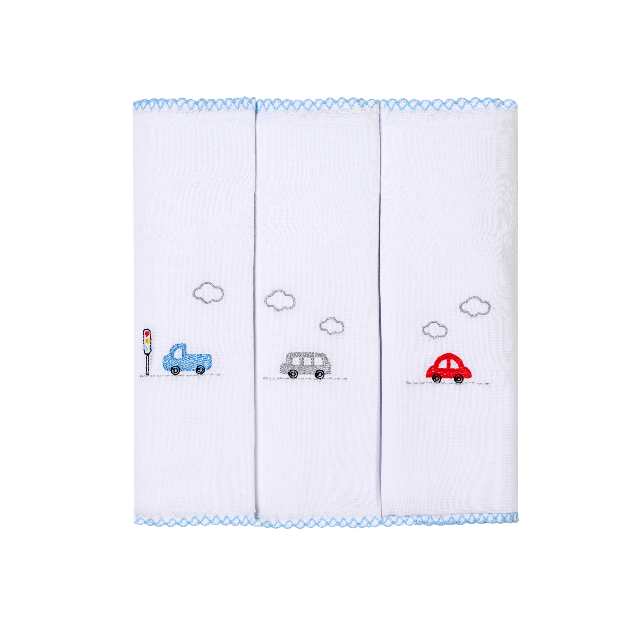 Paninho de boca bordados papi 40cm x 40cm contém 03 un carros coloridos