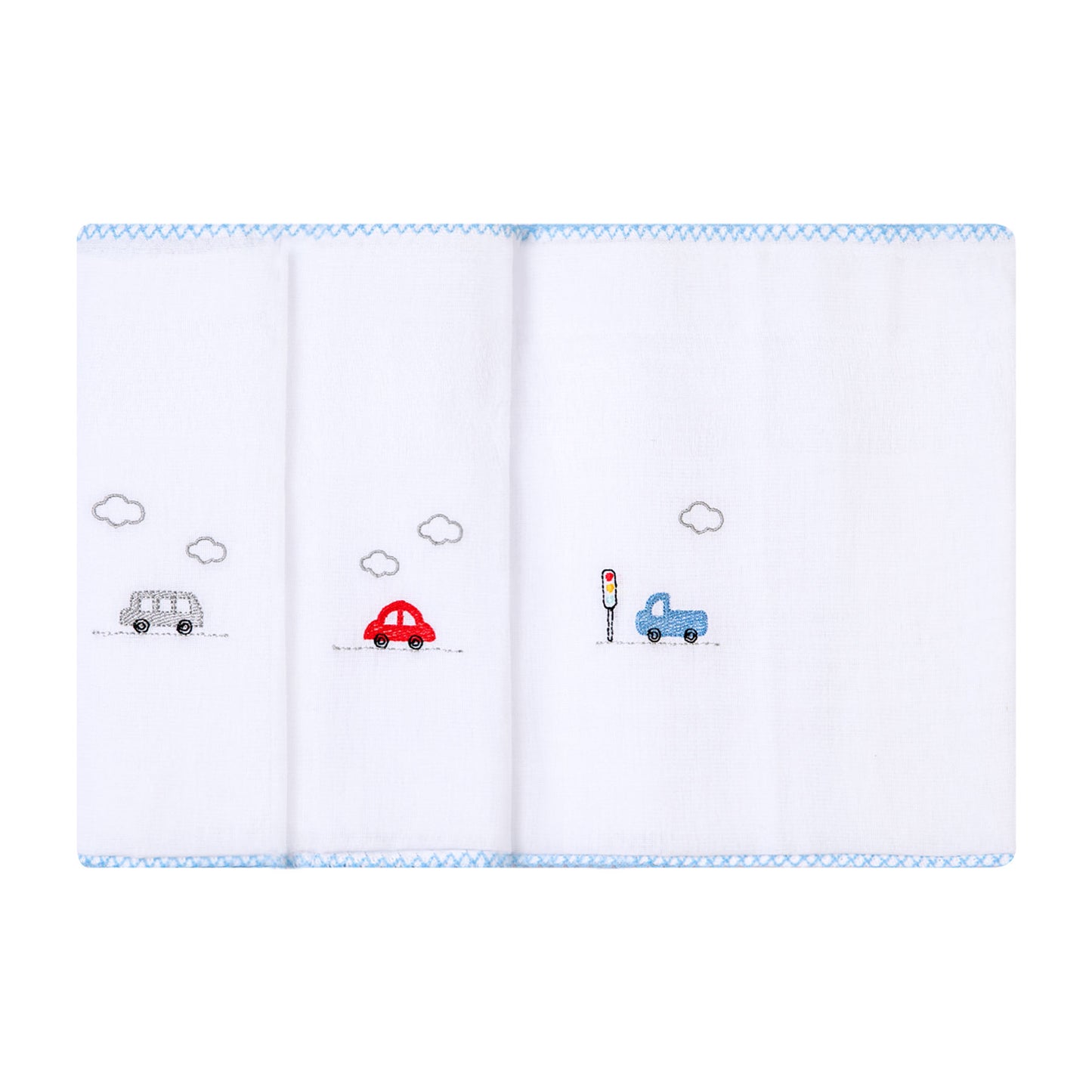 Paninho de boca bordados papi 40cm x 40cm contém 03 un carros coloridos