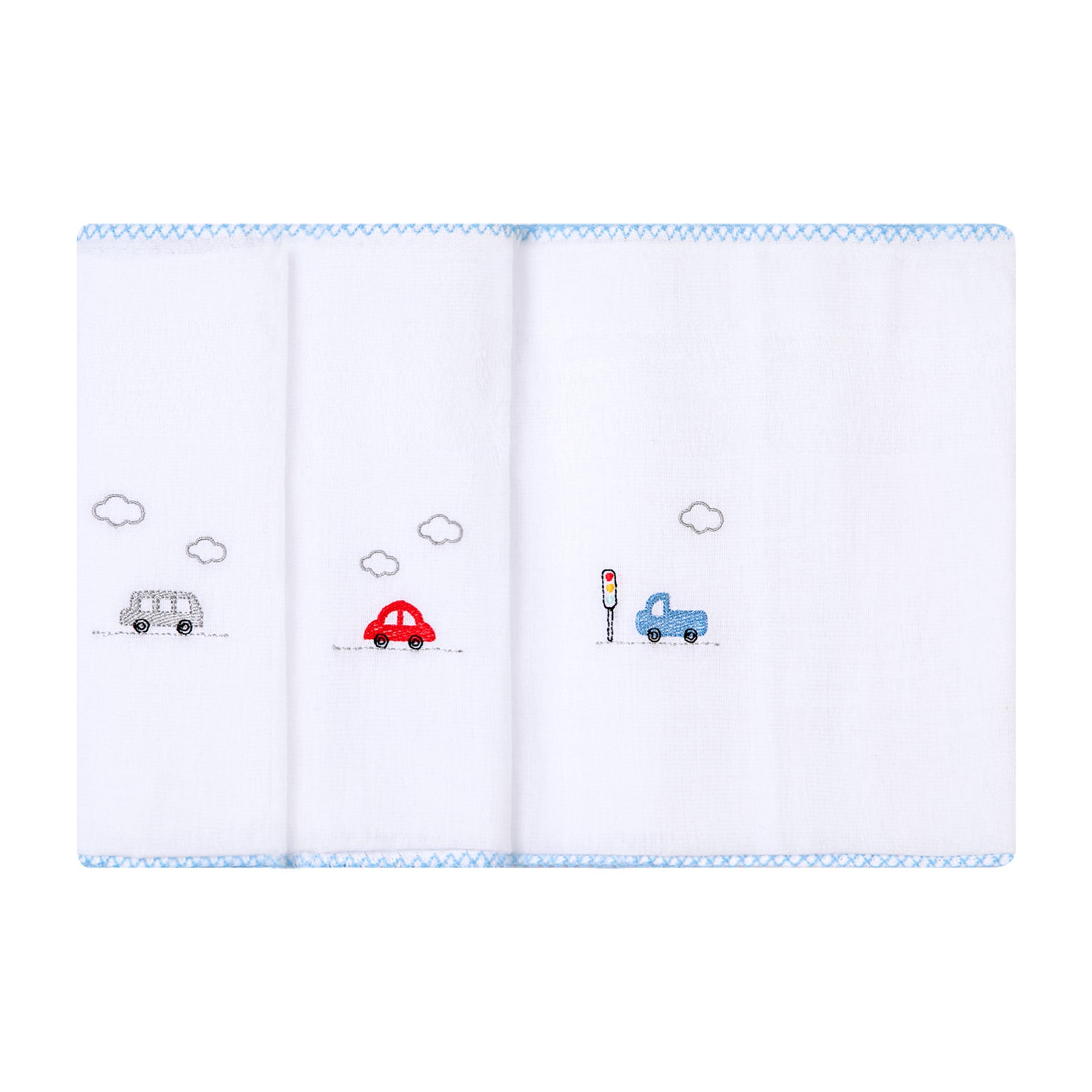 Paninho de boca bordados papi 40cm x 40cm contém 03 un carros coloridos