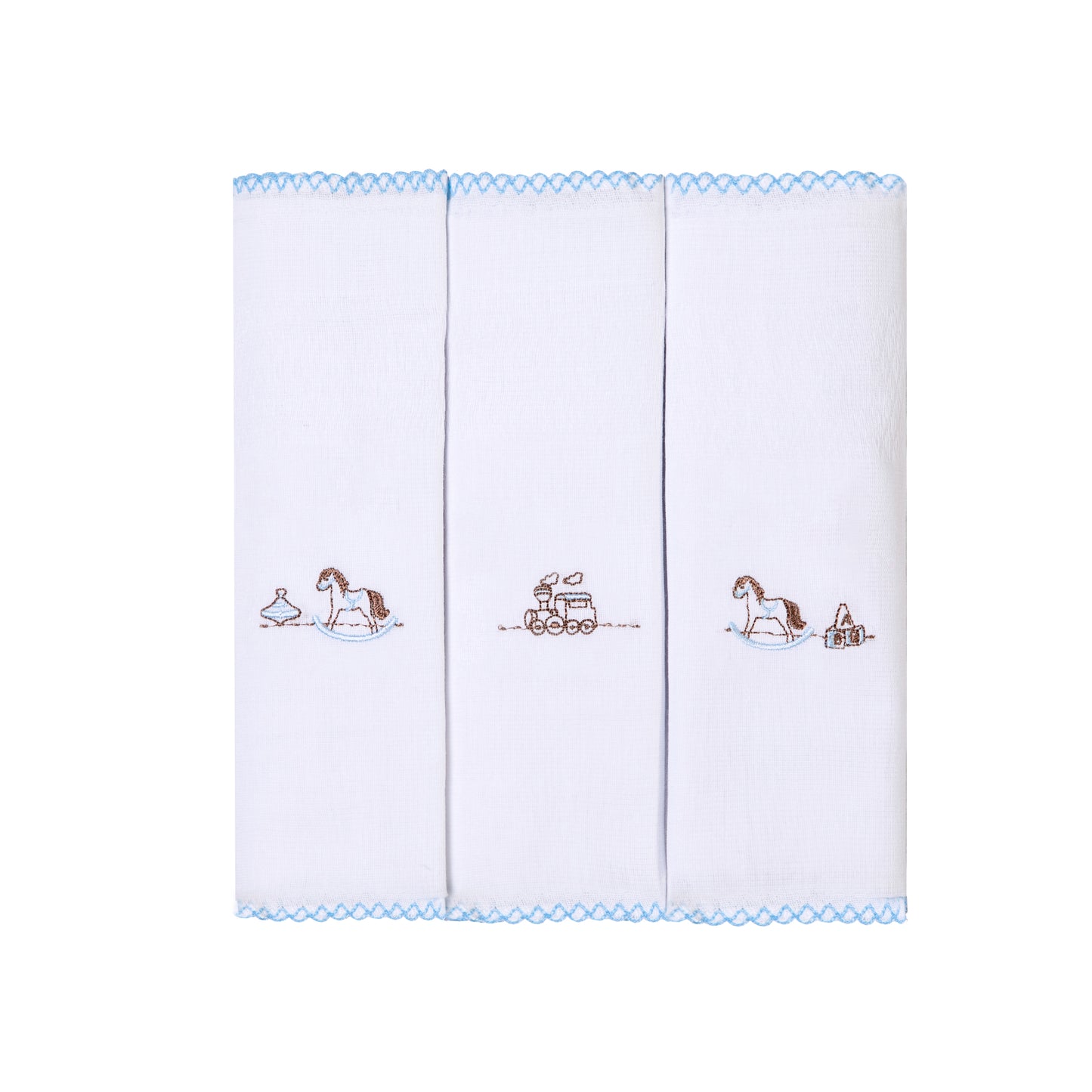 Paninho de boca bordados papi 40cm x 40cm contém 03 un cavalo de madeira