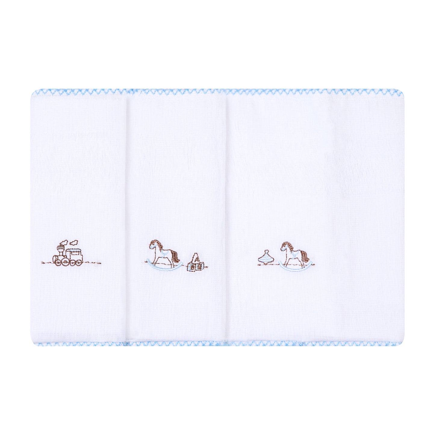 Paninho de boca bordados papi 40cm x 40cm contém 03 un cavalo de madeira