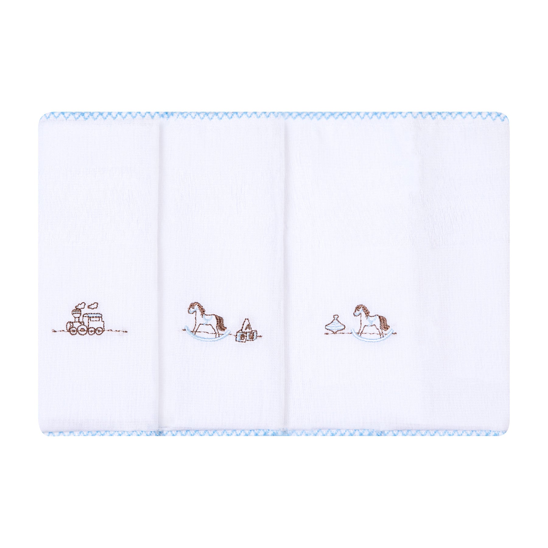 Paninho de boca bordados papi 40cm x 40cm contém 03 un cavalo de madeira