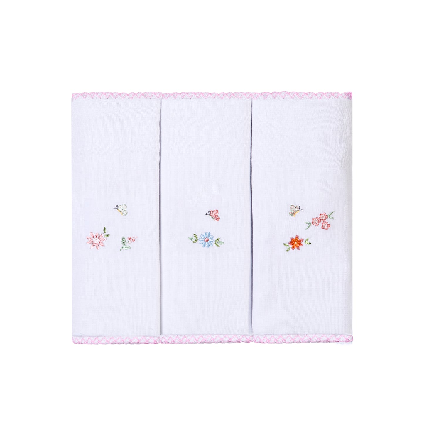 Paninho de boca bordados papi 40cm x 40cm contém 03 un floralzinho