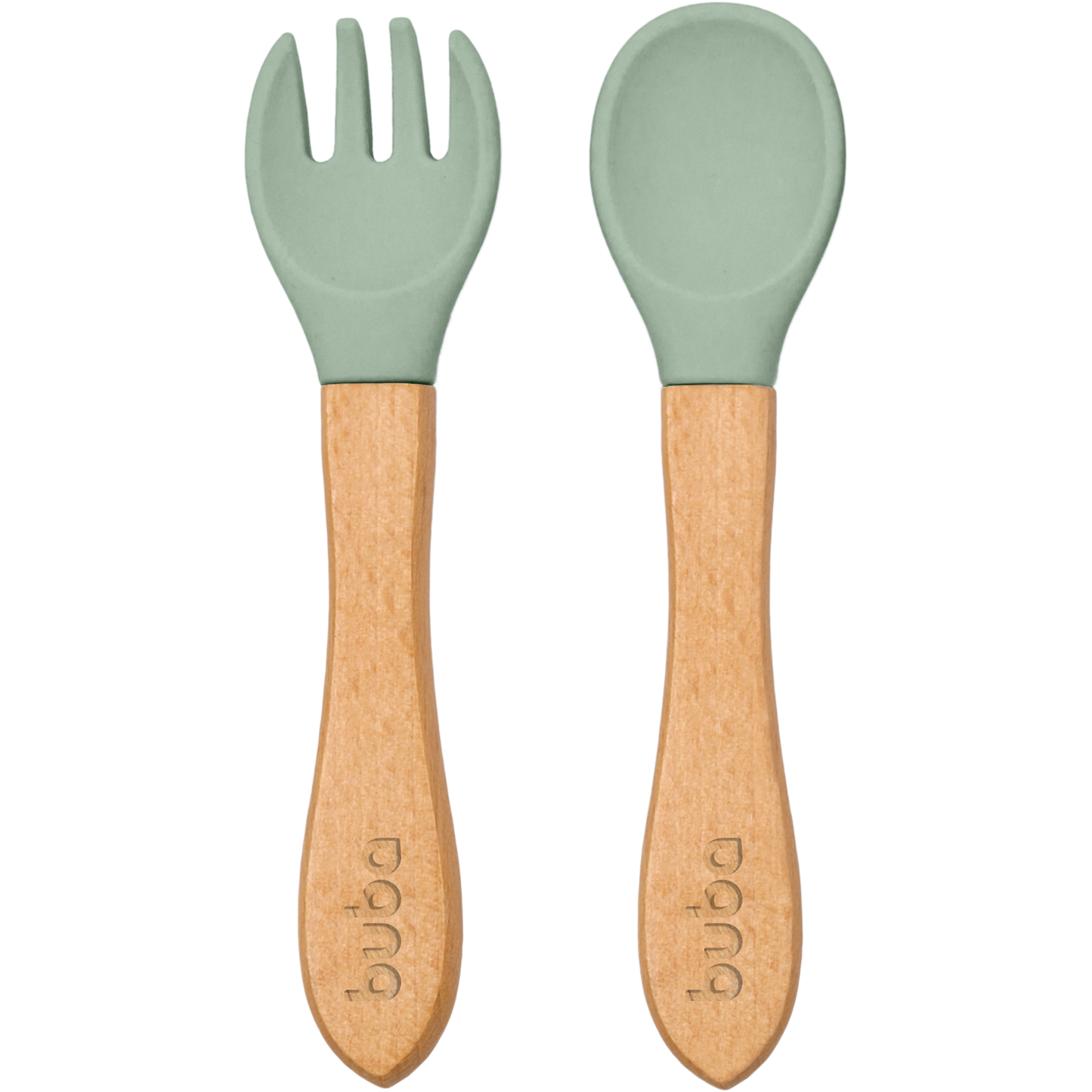 Kit Talheres em Silicone e Bambu Verde