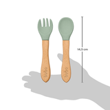 Kit Talheres em Silicone e Bambu Verde