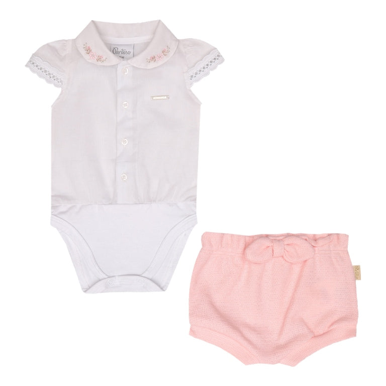 Conjunto Feminino Bebê Body Gola Babado Paraiso – Encanto e Delicadeza Exclusiva
