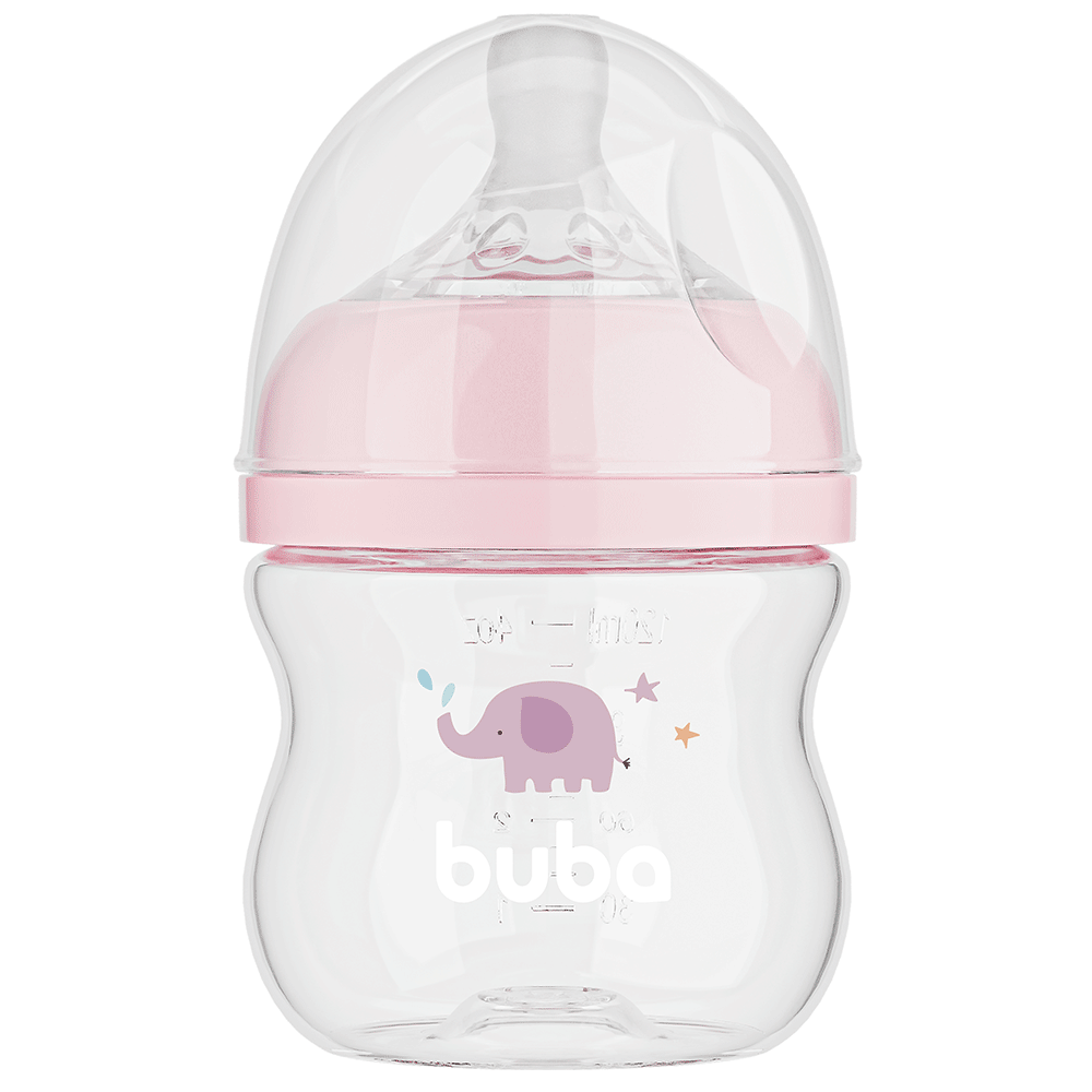 Mamadeira Easy Flow Elefante Rosa 120 ml Buba