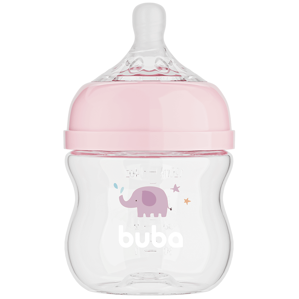 Mamadeira Easy Flow Elefante Rosa 120 ml Buba