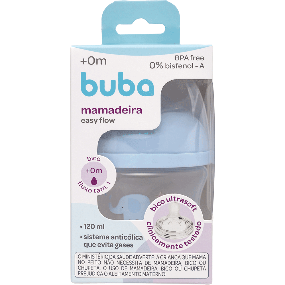 Mamadeira Easy Flow Buba Azul: Conforto e Praticidade para o seu Bebê 120ML