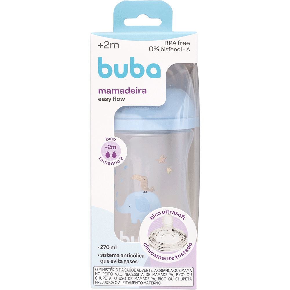 Mamadeira Easy Flow Buba Azul: Conforto e Praticidade para o seu Bebê 270ML