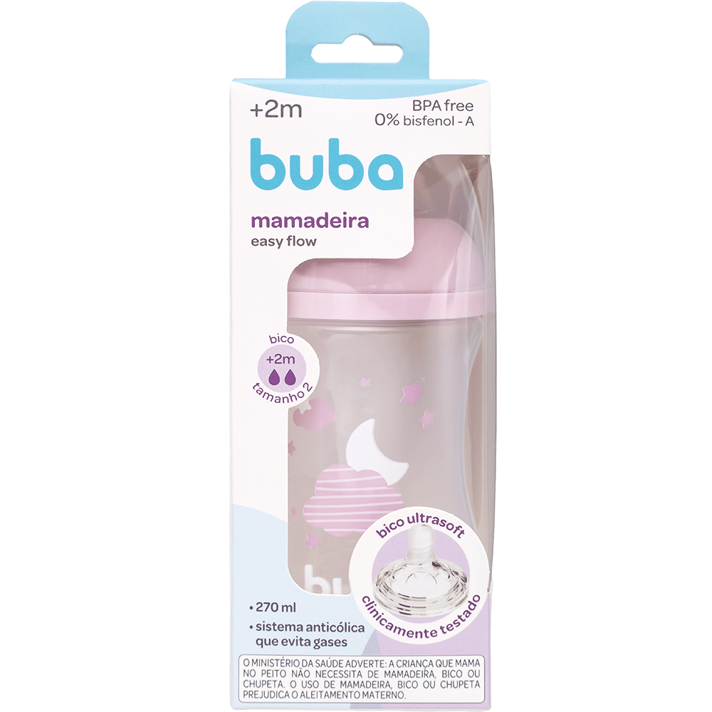 Mamadeira Easy Flow Buba Rosa: Conforto e Praticidade para o seu Bebê 270ML