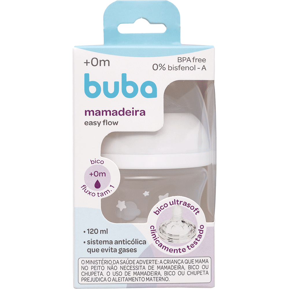 Mamadeira Easy Flow Nuvem Branca 120 ml Buba