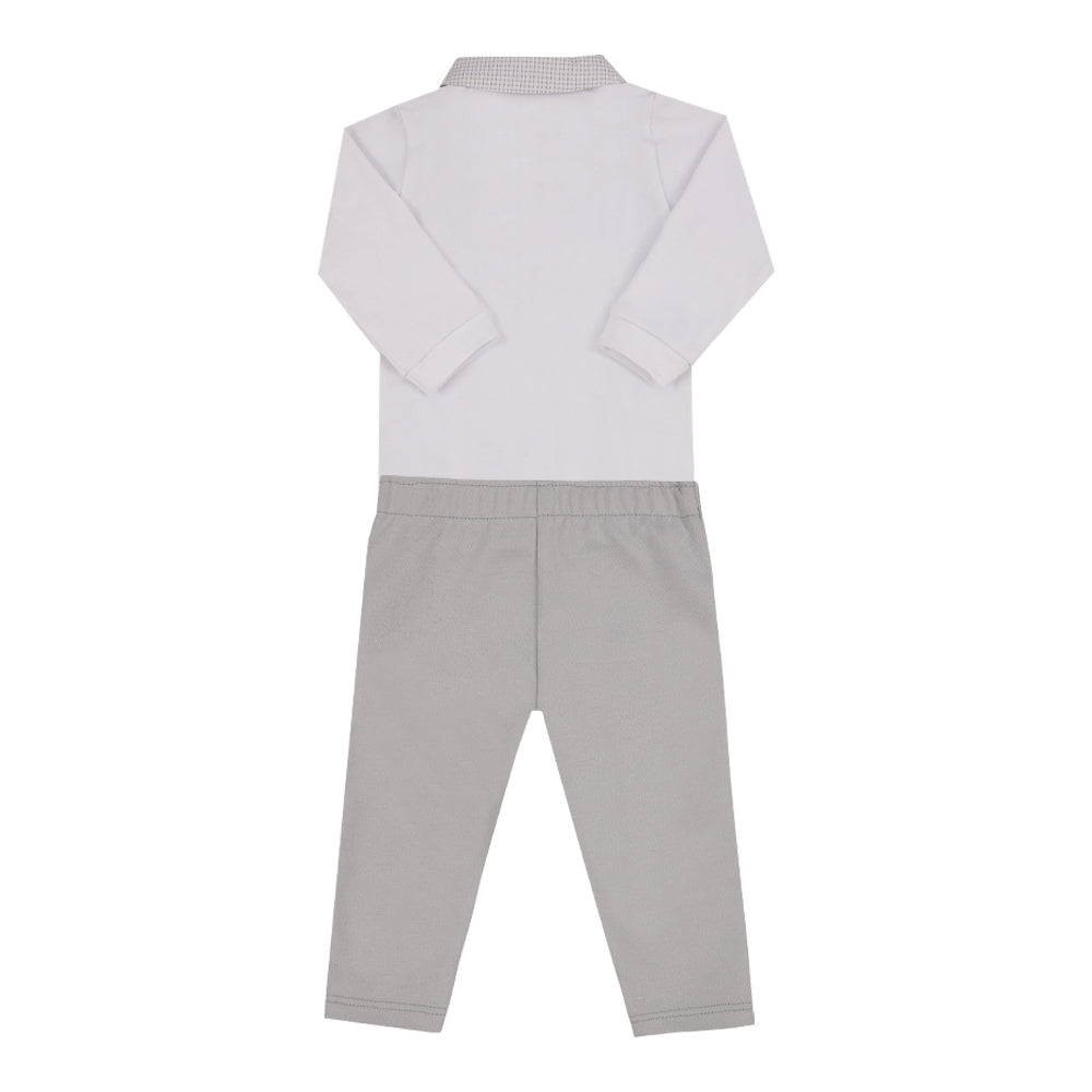 Conjunto Baby Longo Body com Gola Tricoline e Calça Ponto Roma Paraiso