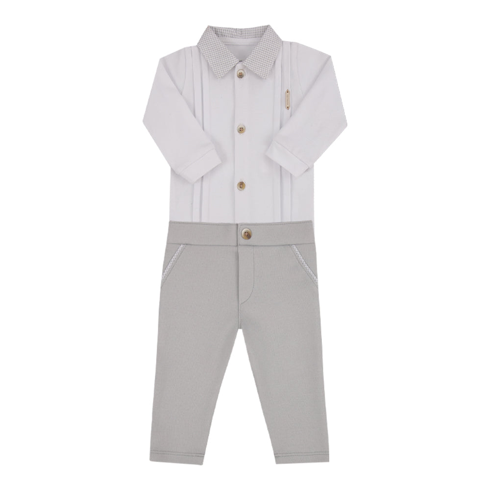 Conjunto Baby Longo Body com Gola Tricoline e Calça Ponto Roma Paraiso