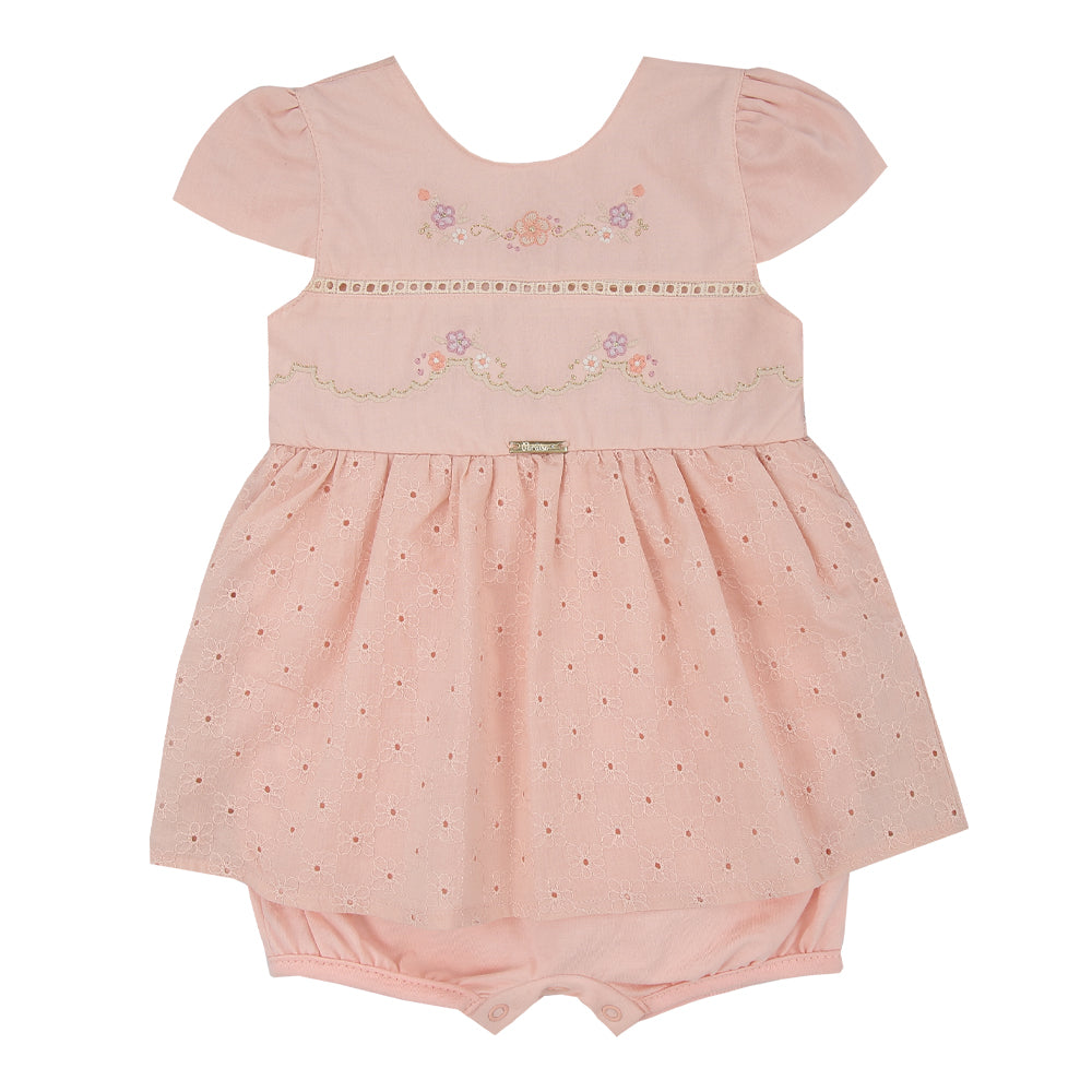 Vestido Bebê em Lazie Bordado Floral Paraiso