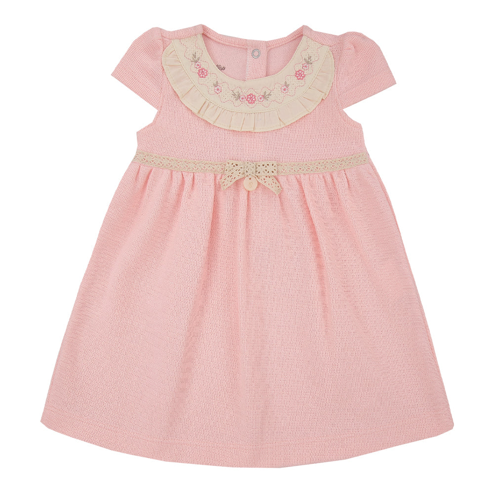 Vestido Bebê em Malha Tricô com Bordados