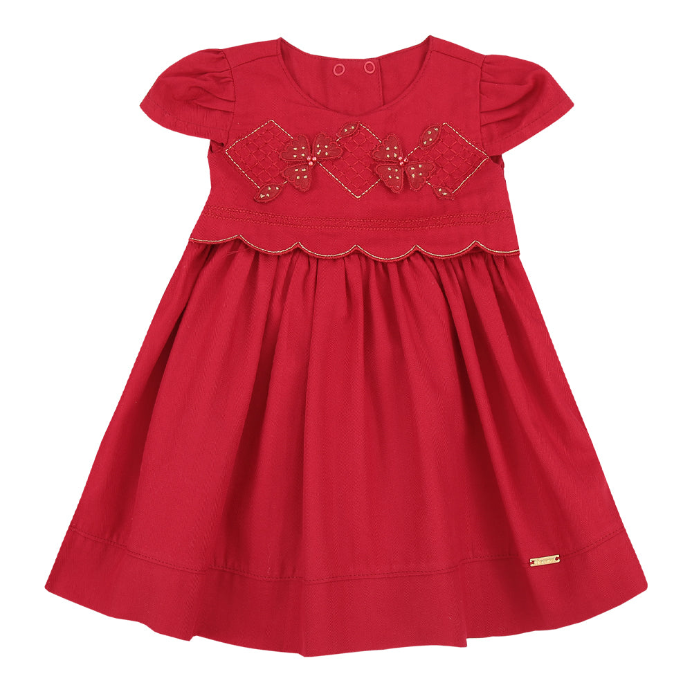 Vestido Feminino Bebê  Bordado Floral Encanto Paraiso