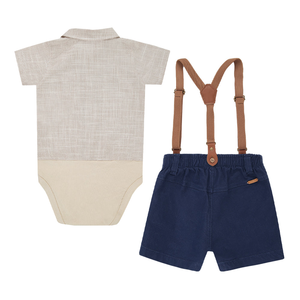 Conjunto Masculino Body Shorts Jeans Camisa