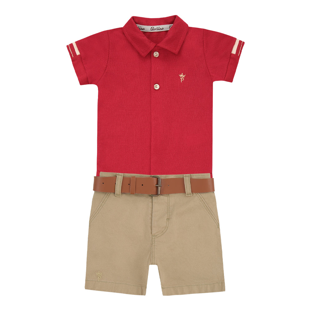Conjunto Masculino Bebê Com shorts Sarja Paraiso